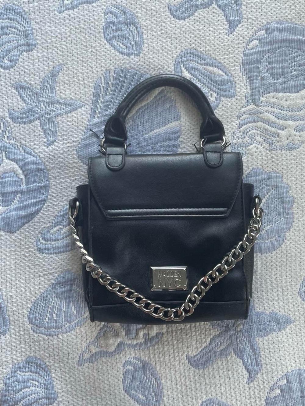 Black Leather Chain Satchel